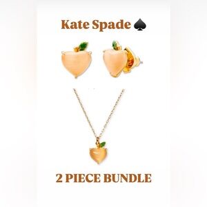 Kate Spade Fruit Salad Peach Stud Earrings & Matching Mini Pendant Necklace.